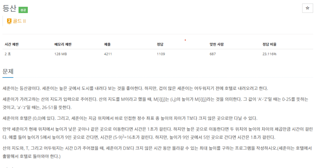 백준 1486번 문제 캡쳐